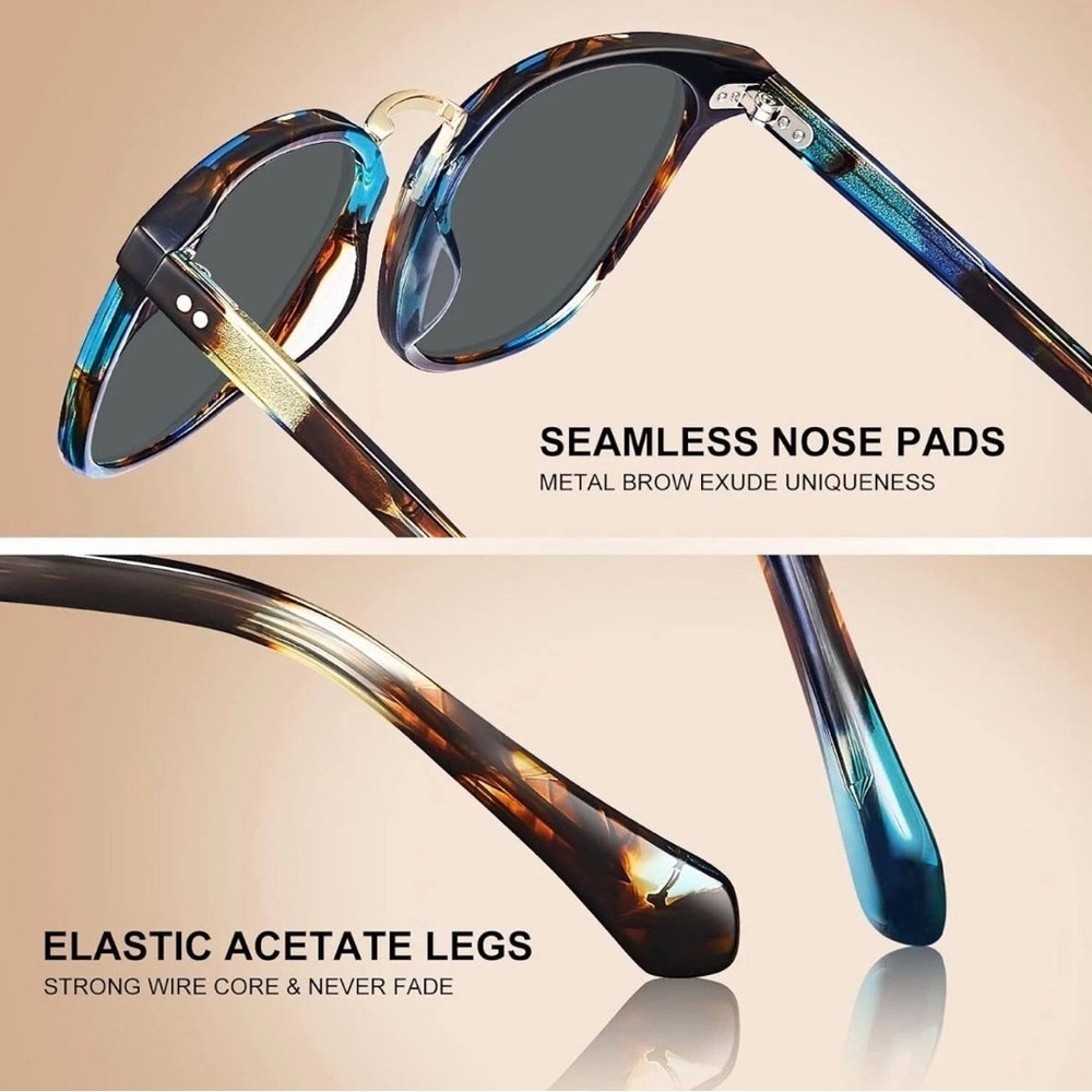 ✨ Carfia Polarized Sunglasses – Unisex – Tortoise / Blue Accents - Picture 10 of 14